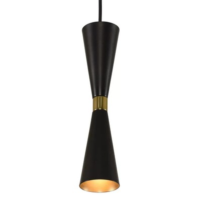 KALCO LIGHTING MILO 1-LIGHT LED PENDANT BLACK VINTAGE BRASS 5''W 12''H 310410BVB