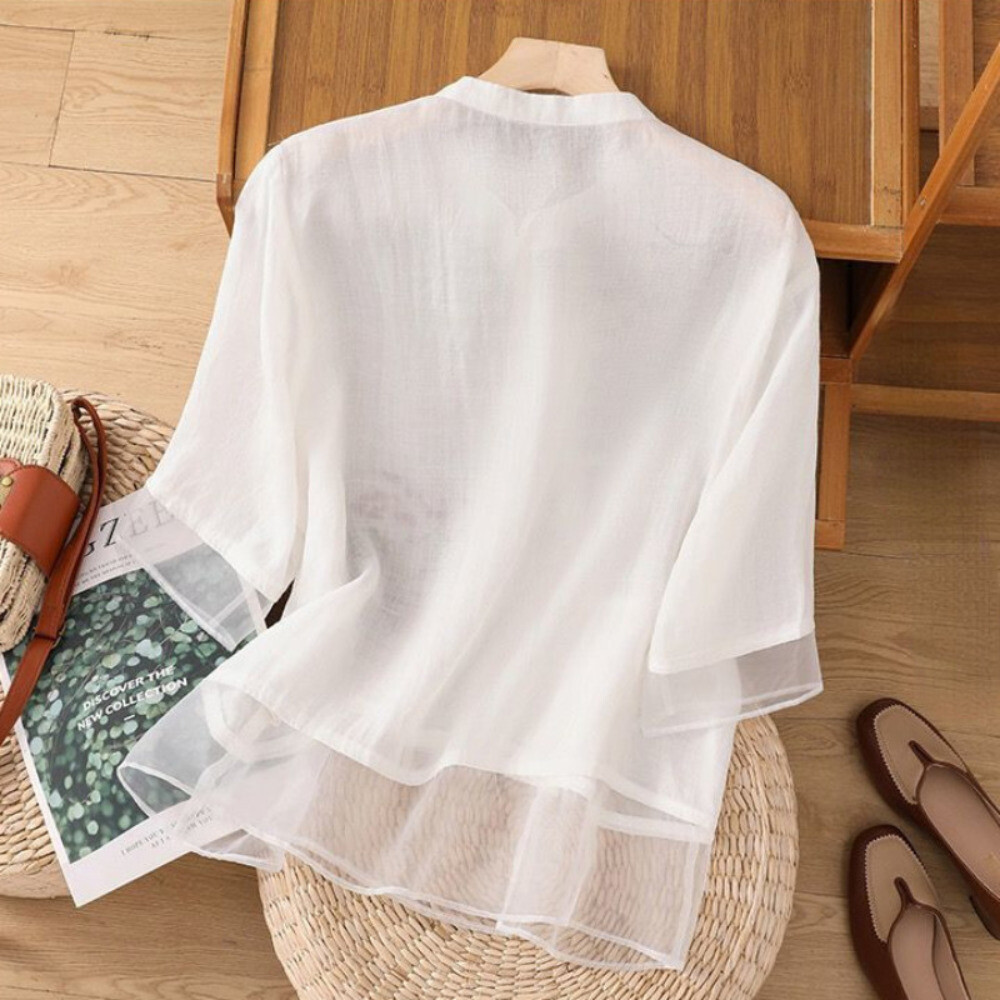 Embroidered Lady Shirt Tops Blouse T-shirt Retro Chinese Embroidered Lady Shirt Tops Blouse T-shirt Retro Chinese