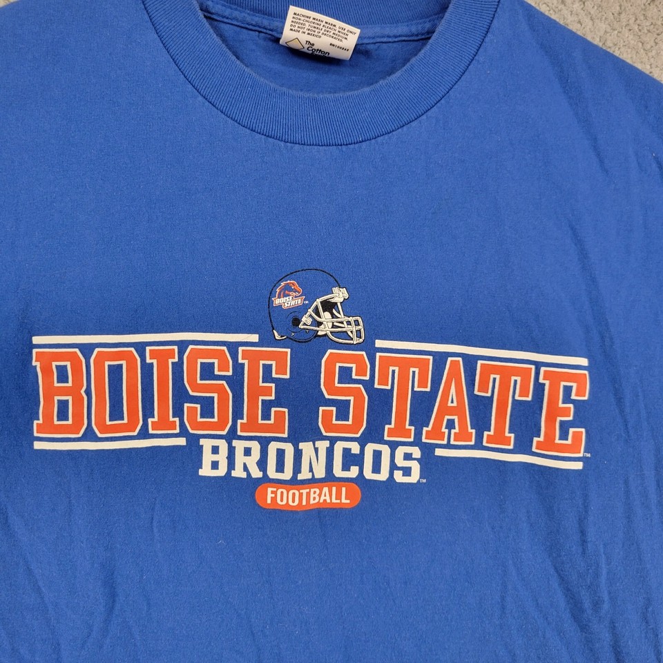 Vintage Boise State Broncos Shirt Men L Large Blue Football Short