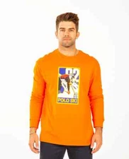 NWT Polo Ralph Lauren Men's 92 Ski Graphic LS T-Shirt Sz M Orange #FB414