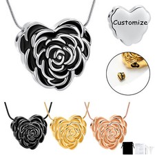 Rose Flower Urn Necklace for Ashes Heart Cremation Urn Keepsake Memorial Locket