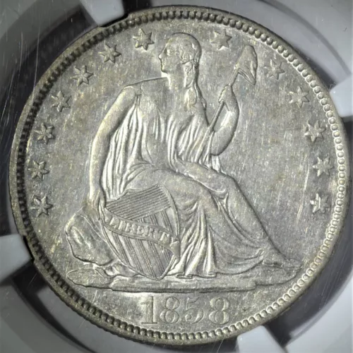 1858O Seated Liberty Half Dollar NGC AU53    s-0145