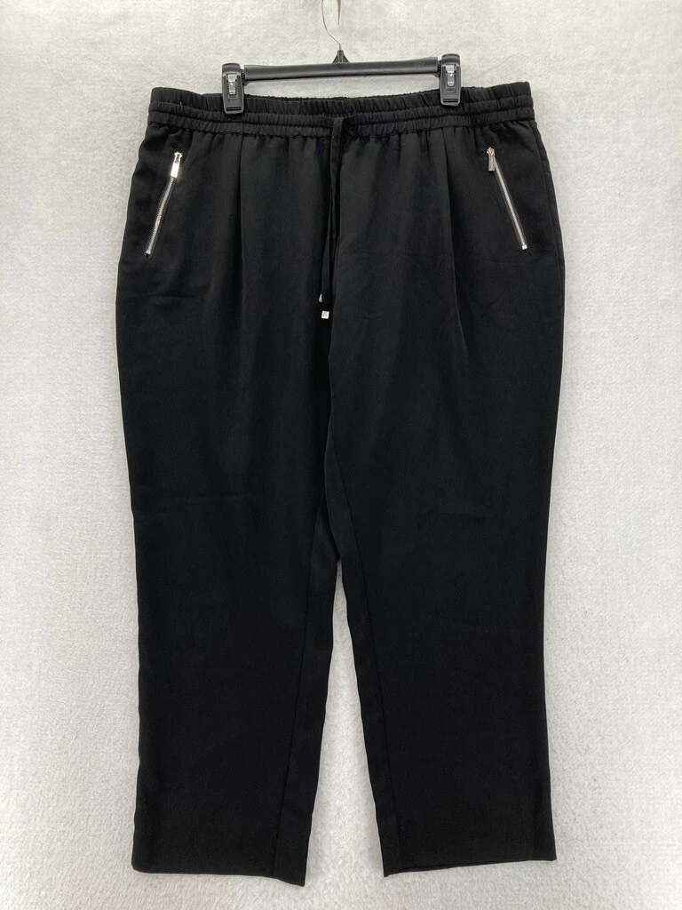 Calvin Klein Pants Women's XL Black Pull On Ankle Pants Zip Pockets  Drawstring