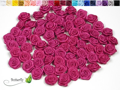 20 Satinrosen 15mm Rosenköpfe Bastelblumen Satinröschen Hochzeit Streudeko klein