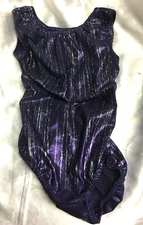 Gymnastics Leotard Girl's Size Small Purple Silver Sleeveless Free Shipping