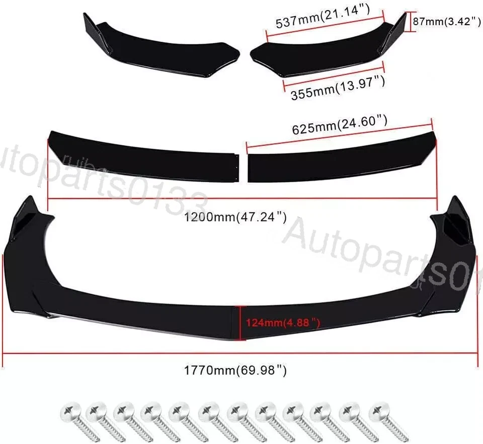 For Mazda 323 Front Bumper Lip Splitter Rear Diffuser Side Skirts Strut Rods - Image 3 of 4