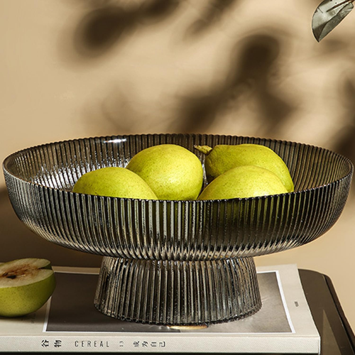 Glass Fruit Bowl,Large Decorative Glass Bowl,Decorative Pedestal Bowl