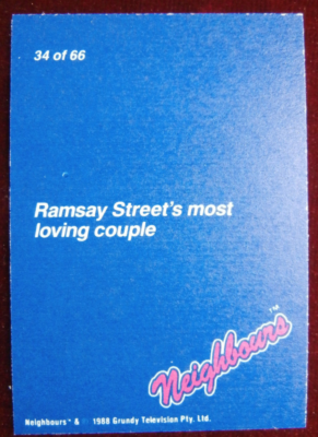 NEIGHBOURS Series #1 Card #34 Most Loving Couple TOPPS 1988