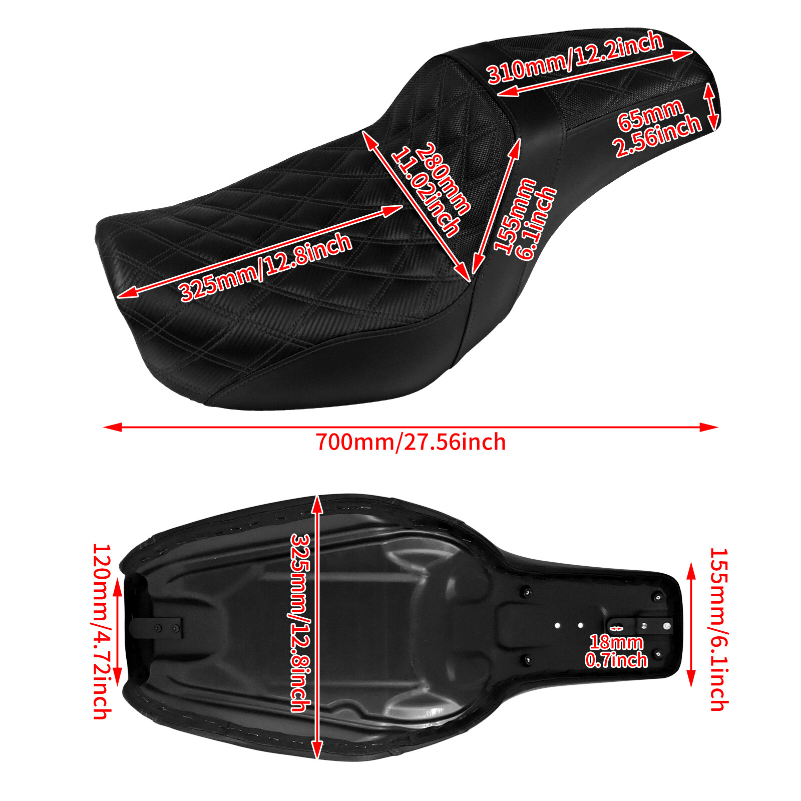 Black Driver Passenger Gel Seat For Harley 06-2017 Dyna Low Rider Street Fat Bob