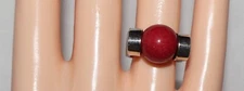 Silpada Sterling Silver Interchangeable Stone Ball Ring (1 Red Stone) R0328 SZ 5