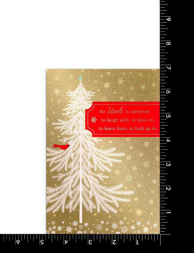Tarjeta de NAVIDAD AGRADECIDA PARA TÍO, Cardenal Árbol Dorado por Hallmark + Sobre - Imagen 3 de 5