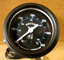 Record HG133 Mechanical Oil Temperature Gauge 140-320F 72" Capillary Black