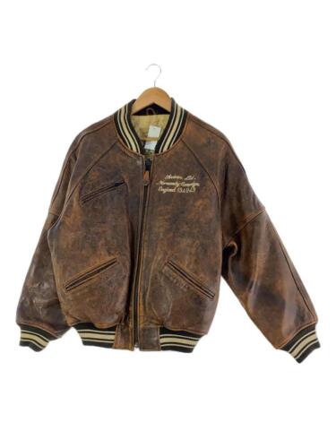 AVIREX All Leather Stadium Jacket/Sports Jacket/Xs/Leather/Brown - Picture 1 of 6