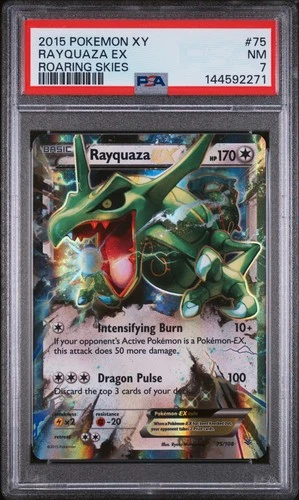 2015 POKEMON XY ROARING SKIES #75 RAYQUAZA EX PSA 7
