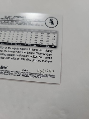 2024 Topps Series 2 - Orange Crackle Foil Eloy Jimenez /299 #420 - Picture 3 of 3