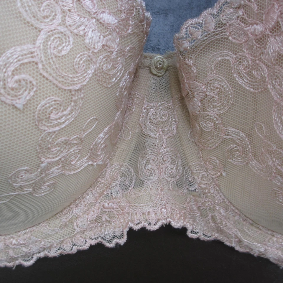 Sutiã Ambrielle Feminino 42D Bege Rosa Renda Acolchoado Alças Ajustáveis - Imagem 3 de 4