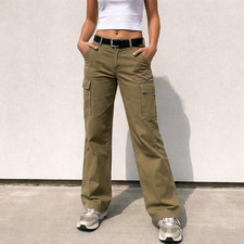 VTG Y2K POLO JEANS CO RALPH LAUREN CARGO PANTS WOMEN SZ 6 KHAKI UTILITY CHORE