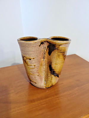 Gorgeous Studio Artist Stoneware Pottery Vessel Abstract Artist Signed 1974