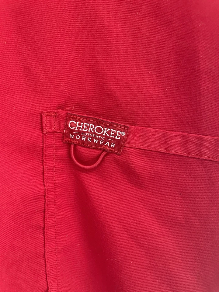 Blusa Médica Cherokee Para Mujer Roja Sólida Mezcla de Poliéster Rayón Cuello en V Manga Corta S Foto 2 de 4