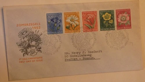 Netherlands Stamp B238-42 First Day Cover Full Set Flowers Topical