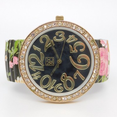 NY&C NY3921 Flowers Print Quartz Analog Women's Watch Sz. 6 1/2'' New Battery