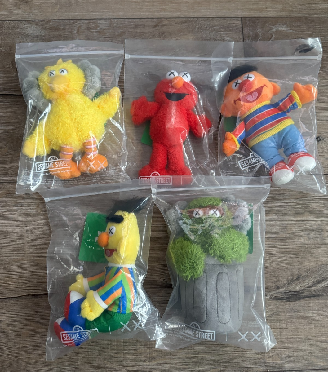 KAWS x Sesame Street Plush Keychain Set New Sealed | eBay