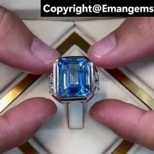 Natural Swiss Blue Topaz Ring 925 Sterling Silver Unheated Square Gemstone Ring