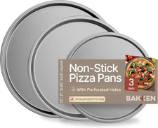 Bakken Swiss Pizza Tray Set 3-Piece – Gray Ceramic Coating, Non-Stick, Round S