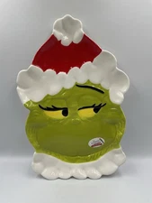 Zrike Brands Dr. Seuss The Grinch Santa Hand Painted Platter 2025 NEW!!!