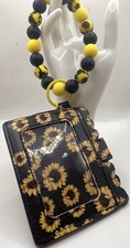 beaded wristlet keychain.sunflower On Wristlet And Wallet Black,yellow,beads