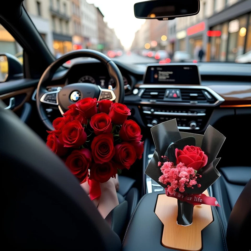 Red Fresh Flowers Mini Dried Flowers Bouquet for Car Air Vent Clips, Mini Flower - Image 3 of 4