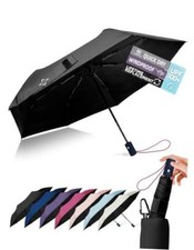 Windproof Travel Umbrella for Rain - 43" Compact Folding Umbrella, 1-Black