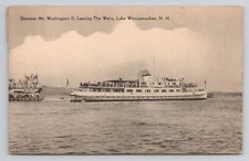 Steamer Mt Washington 2 Leaving Weirs Lake Winnipesaukee New Hampshire Postcard