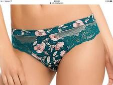 Women Panties Bikinis ILUSION Size L. Green Satin Fishnet W/Decoration