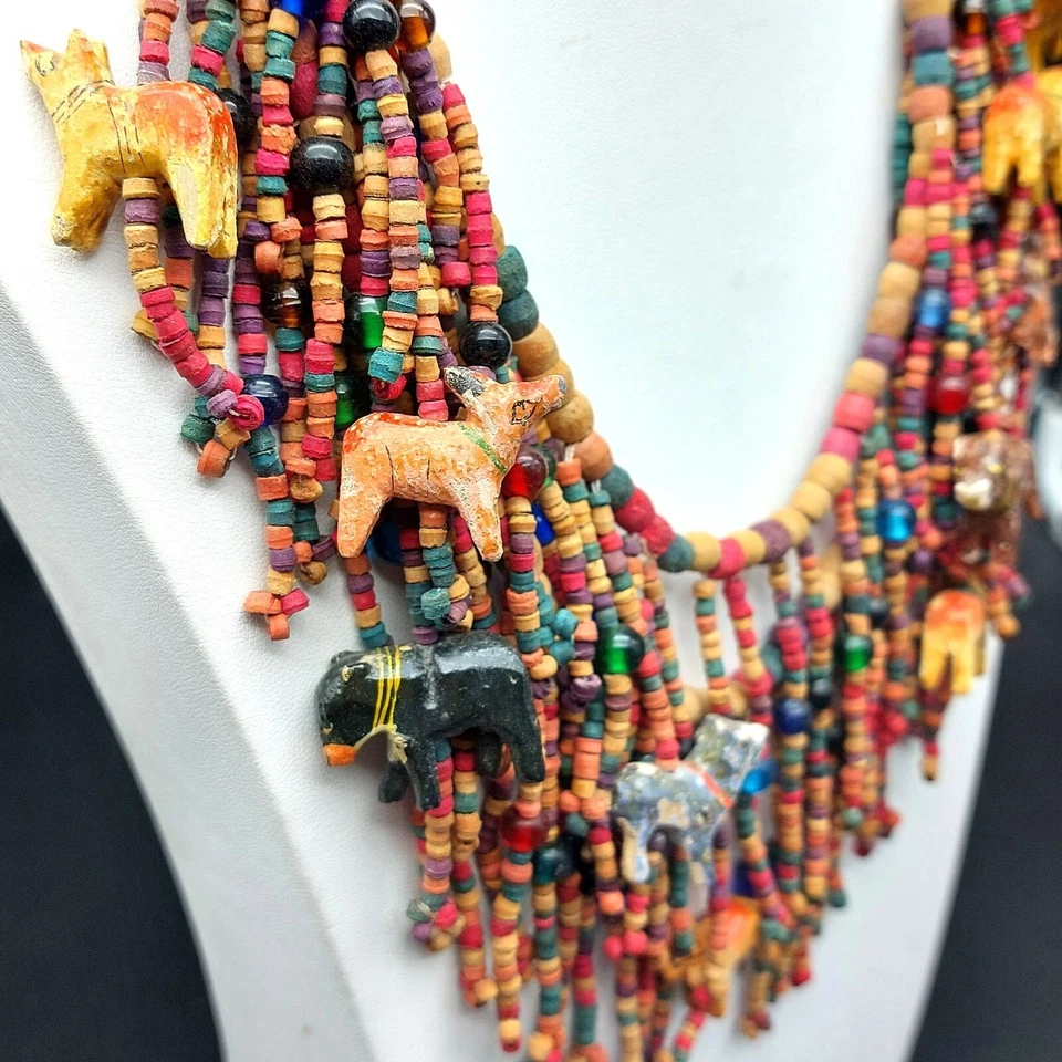 Colorido Collar Hecho a Mano con Cuentas 21" - Joyería Boho Declaración con Dije Animal Foto 4 de 4