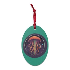 "Cosmic Jellyfish" Wooden ornament Psychedelic Space Medusa Galactic Sea