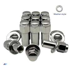 10-Lug Nuts 7/16-20 Closed End Chrome SST Mag Nut 1.38” Shank Cragar Washer Ford