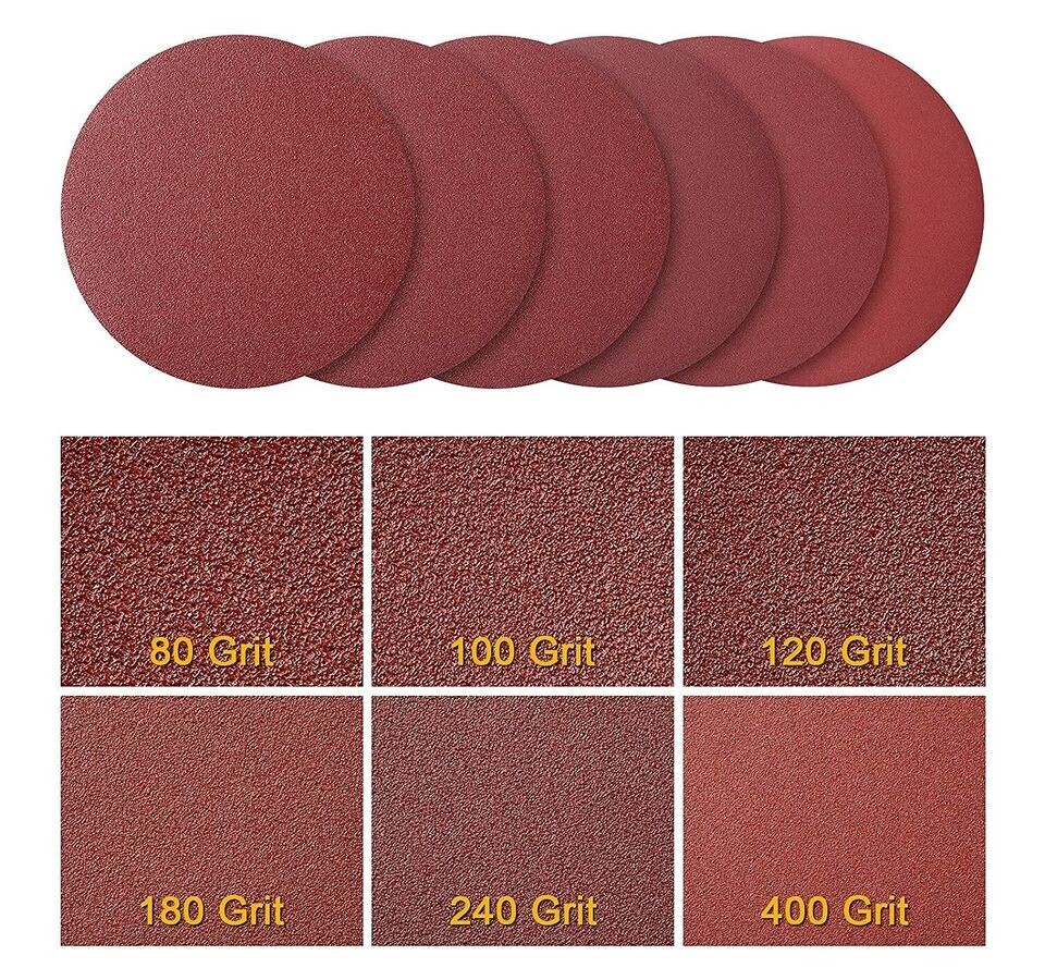 MTP 30-Pack 6" PSA Self-Adhesive Sanding Discs – Choose 60/80/120/180/240/320 Grit – Peel & Stick For Orbital Sanders