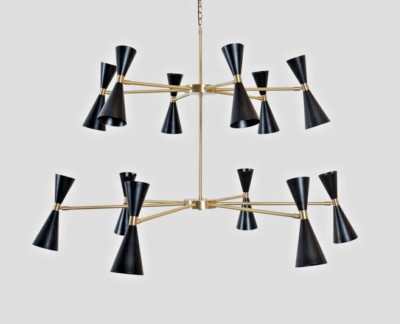 Italian Style Double Layer Twelve-Arms Light Brass Sputnik Chandelie Huge Lamp