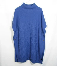Lane Bryant  Poncho Sweater Mock Neck Royal Blue Cable Knit Size 14 - 20 EUC