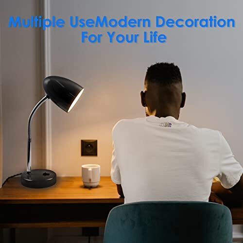 Lámpara de Escritorio LED ILUMINACIÓN INTELIGENTE ENERGÉTICA, Lámpara de Escritorio Cuello de Ganso Flexible-Negro - Imagen 7 de 7