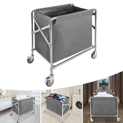Large Capacity Foldable Laundry Cart with 4 Wheels for Toys,Home,Laundry Store!