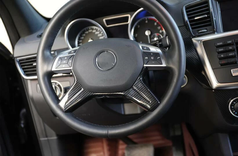 Cubierta embellecedor 2012-2015 para Benz GL ML VOLANTE borde tira ABS fibra de carbono Foto 3 de 4