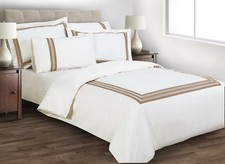 Image of Luxury Hotel Quality Egyptian 100% Cotton Duvet Cover White Cream 330 TC