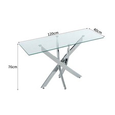 Rectangular Console Tables Clear Glass End Coffee Side Desk Glass Top Chrome Leg