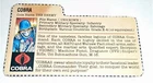 G I JOE File I.D. Card Filecard  1982 Cobra The Enemy (RED BACK , HASBRO DIRECT)