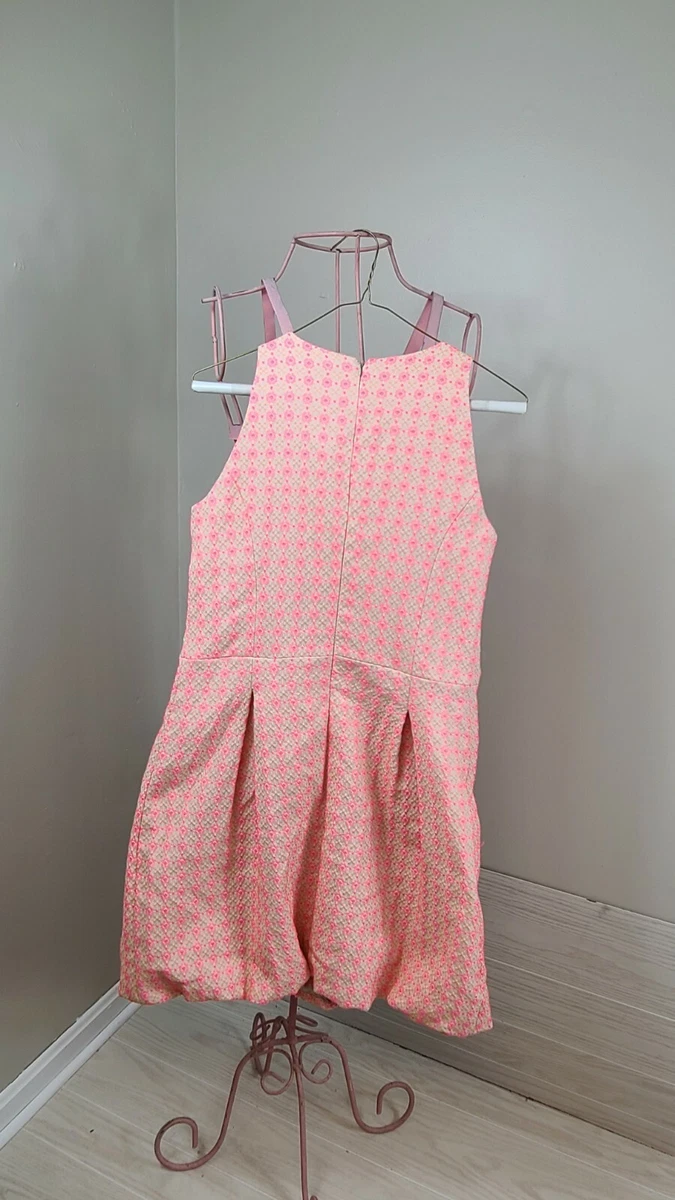 Fairly Made in Italy Size Small Pink and Cream Sleeveless Balloon/Bubble Hem