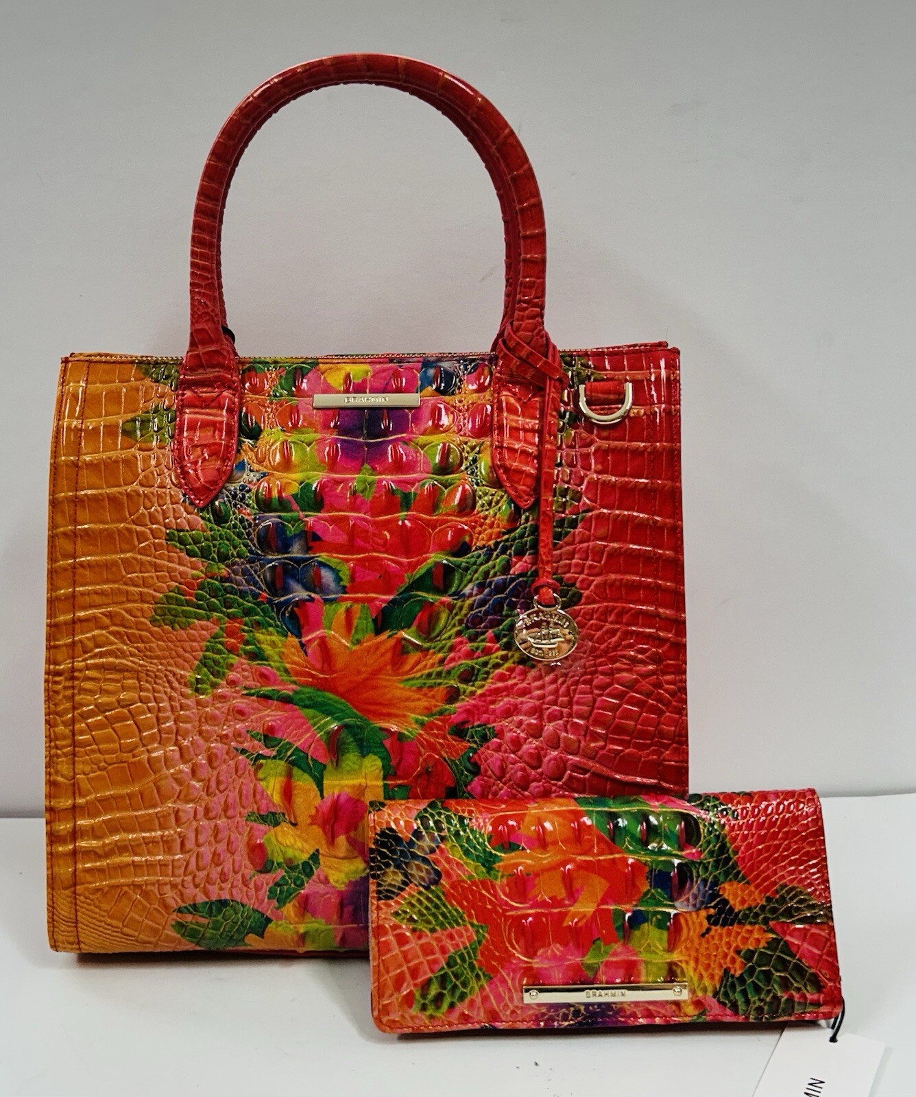 BRAHMIN NWT HONOLULU OMBRE CAROLINE SATCHEL & ADY WALLET ~ GENUINE LEATHER