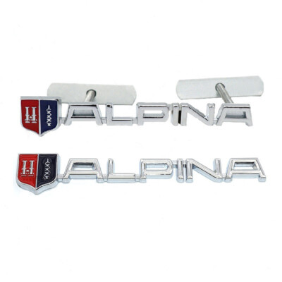 For BMW ALPINA 2PCS Front Rear grille LOGO Emblems Ornaments metal M3 4 5 SILVER