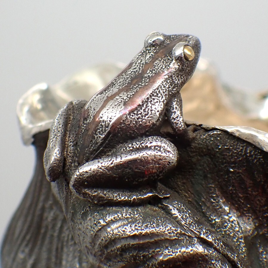 Japanese Mixed Metals Creamer Pond Lily Form Frog Decoration eBay